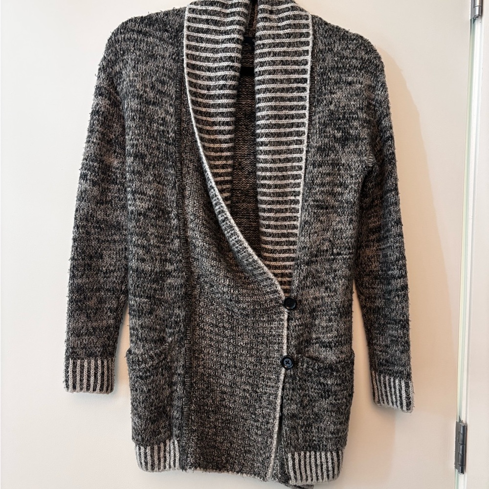 GAP Charcoal and Cream Striped Cardigan